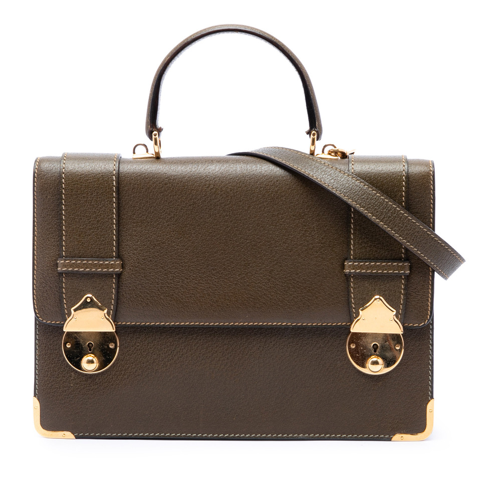Pre-Loved Gucci Calfskin Dual Push Lock Top Handle Bag